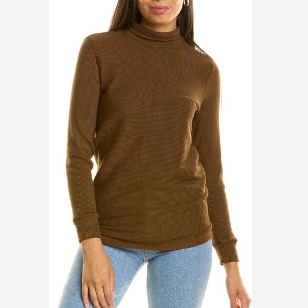 MONROW Ribbed Mock Neck Sweater XS